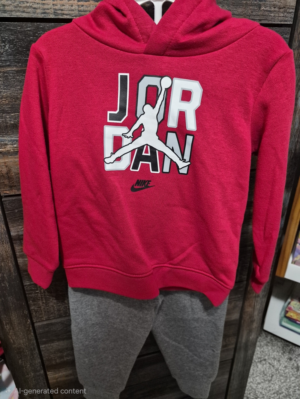 Jordan 24 Month (2t) Red Hoodie with Grey Joggers New